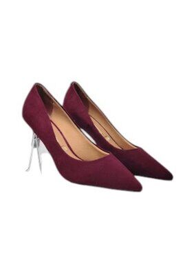 VIZZANO women's burgundy pointed toe kitten heel pumps Size 38 (9) NWOB